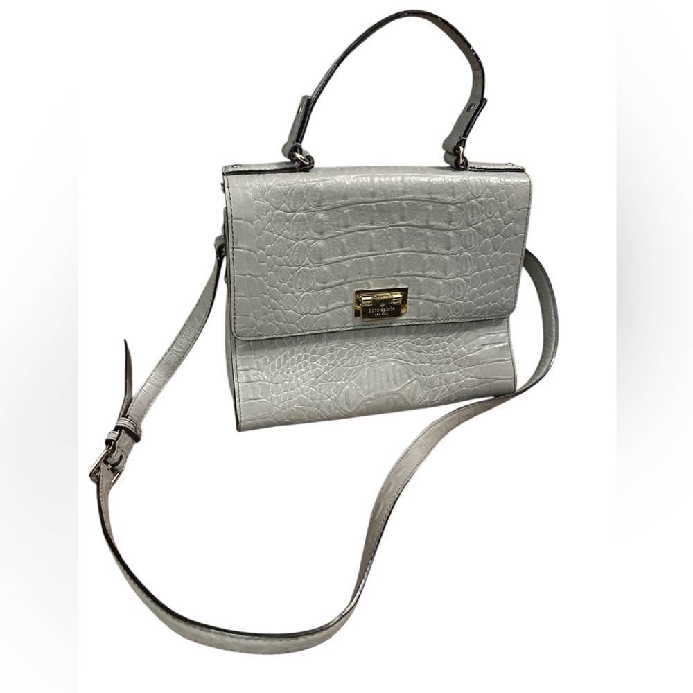 KATE SPADE CROCODILE LEATHER KNIGHTSBRIDGE DORIS GRAY  SATCHEL BAG HANDBAG